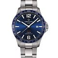 Certina Certina DS-8 C033.807.44.047.00 DS 8 C0338074404700 механические мужские часы  синий циферблат, браслет титановый — вид спереди