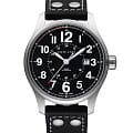 Hamilton Hamilton Khaki Field Officer Auto H70615733  H70615733 механические мужские часы черный циферблат, браслет кожаный — вид спереди