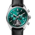TAG Heuer TAG Heuer Carrera Chronograph Tourbillon CBS5011.FC6566  CBS5011.FC6566 механические мужские часы зеленый циферблат, браслет кожаный — вид спереди