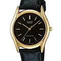 Casio Casio MTP-1154PQ-1A  MTP-1154PQ-1A кварцевые мужские часы черный циферблат, браслет кожаный — вид спереди