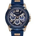 Guess Guess GW0051G3  GW0051G3 кварцевые мужские часы синий циферблат, браслет 18-каратное желтое золото — вид спереди