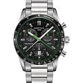 Certina Certina DS-2 Chronograph 1/100 sec C024.447.11.051.02 DS 2 C0244471105102 кварцевые мужские часы черный циферблат, браслет нержавеющая сталь — вид спереди