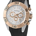 Jacques Lemans Jacques Lemans 1-1808L  1-1808L кварцевые мужские часы серебристый циферблат, браслет силикон — вид спереди