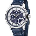 Earnshaw Earnshaw Longitude ES-8104-02  ES-8104-02 кварцевые мужские часы  синий циферблат, браслет кожаный — вид спереди