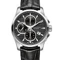 Hamilton Hamilton Jazzmaster Auto Chrono H32596731  H32596731 механические мужские часы черный циферблат, браслет кожаный — вид спереди