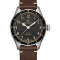 Hamilton Hamilton Khaki Aviation Pilot Pioneer H76205530  H76205530 механические мужские часы черный циферблат, браслет кожаный — вид спереди