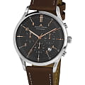 Jacques Lemans Jacques Lemans Retro Classic 1-2068O  1-2068O кварцевые мужские часы черный циферблат, браслет кожаный — вид спереди