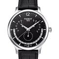 Tissot Tissot Tradition Perpetual Calendar T063.637.16.057.00 Tradition T0636371605700 кварцевые мужские часы  черный циферблат, браслет кожаный — вид спереди