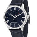 Earnshaw Earnshaw ES-8077-05  ES-8077-05 кварцевые мужские часы синий циферблат, браслет кожаный — вид спереди