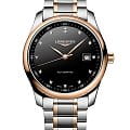 Longines Longines Master Collection L2.793.5.57.7  L27935577 механические мужские часы черный циферблат, браслет сталь + золото — вид спереди