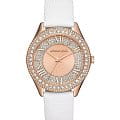 Michael Kors Michael Kors Harlowe MK2989  MK2989 кварцевые женские часы белый циферблат, браслет кожаный — вид спереди