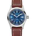 Hamilton Hamilton Khaki Field Auto H70455540  H70455540 механические мужские часы синий циферблат, браслет кожаный — вид спереди