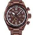 Aviator Aviator Airacobra P45 Chrono V.2.25.8.172.5  V.2.25.8.172.5 кварцевые мужские часы коричневый циферблат, браслет нержавеющая сталь с pvd-покрытием — вид спереди