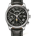 Longines Longines Master Collection L2.773.4.51.8  L27734518 механические мужские часы черный циферблат, браслет кожаный — вид спереди