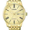 Citizen Citizen Automatic NH8352-53P  NH8352-53P механические мужские часы золотой циферблат, браслет нержавеющая сталь с ip-покрытием — вид спереди