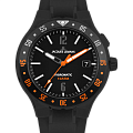Jacques Lemans Jacques Lemans Hybromatic 1-2109D  1-2109D механические мужские часы черный циферблат, браслет силикон — вид спереди