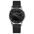 Jacques Lemans Jacques Lemans 1-1778A  1-1778A автокварц (кинетик) женские часы черный циферблат, браслет кожаный — вид спереди