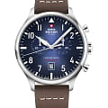 Swiss Military by Chrono Swiss Military by Chrono Vintage Chronograph SM34098.07  SM34098.07 кварцевые мужские часы  синий циферблат, браслет кожаный — вид спереди