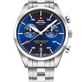 Swiss Military by Chrono Swiss Military by Chrono SM34090.02  SM34090.02 кварцевые мужские часы синий циферблат, браслет нержавеющая сталь — вид спереди