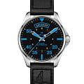 Hamilton Hamilton Khaki Aviation Pilot Day Date Air Zermatt Auto H64625731  H64625731 механические мужские часы серебристый циферблат, браслет кожаный — вид спереди