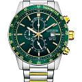 Citizen Citizen Chronograph AN3689-55X  AN3689-55X кварцевые мужские часы зеленый циферблат, браслет нержавеющая сталь с ip-покрытием — вид спереди