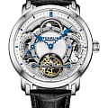Stuhrling Stuhrling Celestial Timekeeper 1017.01  1017.01 механические мужские часы серебристый циферблат, браслет кожаный — вид спереди