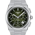 Tissot Tissot PRX Automatic Chronograph T137.427.11.091.00  T1374271109100 механические мужские часы  зеленый циферблат, браслет нержавеющая сталь — вид спереди