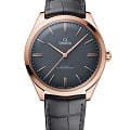 Omega Omega De Ville Tresor 435.53.40.21.06.001  43553402106001 механические мужские часы серый циферблат, браслет кожаный — вид спереди