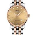 Mido Mido Baroncelli M8600.9.67.1  M86009671 механические мужские часы золотой циферблат, браслет нержавеющая сталь с pvd-покрытием — вид спереди