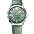 Omega Omega De Ville Mini Tresor 428.18.36.60.10.002   42818366010002 кварцевые женские часы  зеленый циферблат, браслет кожаный — вид спереди