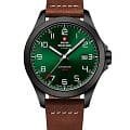 Swiss Military by Chrono Swiss Military by Chrono Automatic Collection SMA34077.06  SMA34077.06 механические мужские часы  зеленый циферблат, браслет кожаный — вид спереди