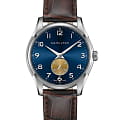 Hamilton Hamilton Jazzmaster Thinline Quartz H38411540  H38411540 кварцевые мужские часы синий циферблат, браслет кожаный — вид спереди