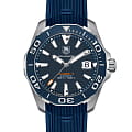 TAG Heuer TAG Heuer Aquaracer WAY211C.FT6155  WAY211C.FT6155 механические мужские часы синий циферблат, браслет каучук — вид спереди