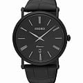 Seiko Seiko SKP401P1  SKP401P1 кварцевые мужские часы черный циферблат, браслет кожаный — вид спереди