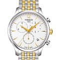 Tissot Tissot T-Classic Tradition T063.617.22.037.00 Tradition T0636172203700 кварцевые мужские часы белый циферблат, браслет сталь c pvd покрытием — вид спереди