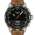 Tissot Tissot T-Touch Connect Solar T121.420.47.051.09 T Touch T1214204705109 кварцевые мужские часы черный циферблат, браслет кожаный — вид спереди