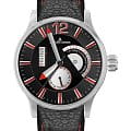 Jacques Lemans Jacques Lemans 1-1741i  1-1741i кварцевые мужские часы черный циферблат, браслет кожаный — вид спереди