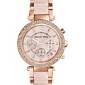 Michael Kors Michael Kors Ritz MK5896  MK5896 кварцевые женские часы розовый циферблат, браслет 18-каратное желтое золото — вид спереди