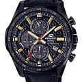 Casio Casio Edifice EQS-900CL-1A EQS EQS-900CL-1A кварцевые мужские часы черный циферблат, браслет кожаный — вид спереди