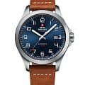 Swiss Military by Chrono Swiss Military by Chrono Automatic Collection SMA34077.03-SET  SMA34077.03-SET механические мужские часы синий циферблат, браслет кожаный — вид спереди
