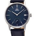 Orient Orient Basic Quartz RA-SP0004L  RA-SP0004L кварцевые мужские часы синий циферблат, браслет кожаный — вид спереди