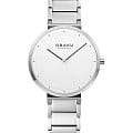 Obaku Obaku Links V258LXCISC  V258LXCISC кварцевые женские часы белый циферблат, браслет нержавеющая сталь — вид спереди