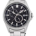 Orient Orient RA-AK0602B1  RA-AK0602B1 механические мужские часы черный циферблат, браслет нержавеющая сталь — вид спереди