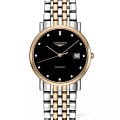 Longines Longines Elegant Collection L4.809.5.57.7  L48095577 механические женские часы черный циферблат, браслет нержавеющая сталь + золото 18к — вид спереди