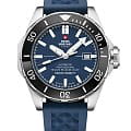 Swiss Military by Chrono Swiss Military by Chrono SMA34092.05  SMA34092.05 механические мужские часы синий циферблат, браслет каучук — вид спереди