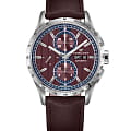 Hamilton Hamilton Broadway Auto Chrono H43516871  H43516871 механические мужские часы бордовый циферблат, браслет кожаный — вид спереди
