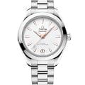 Omega Omega Seamaster Aqua Terra 220.10.30.20.02.001 Aqua Terra 22010302002001 механические женские часы белый циферблат, браслет нержавеющая сталь — вид спереди