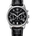 Longines Longines Master Collection L2.629.4.51.7  L26294517 механические мужские часы черный циферблат, браслет кожаный — вид спереди