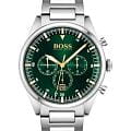 Hugo Boss Hugo Boss Pioneer HB1513868  HB1513868 кварцевые мужские часы зеленый циферблат, браслет нержавеющая сталь — вид спереди