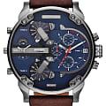 Diesel Diesel Mr. Daddy DZ7314  DZ7314 кварцевые мужские часы синий циферблат, браслет кожаный — вид спереди